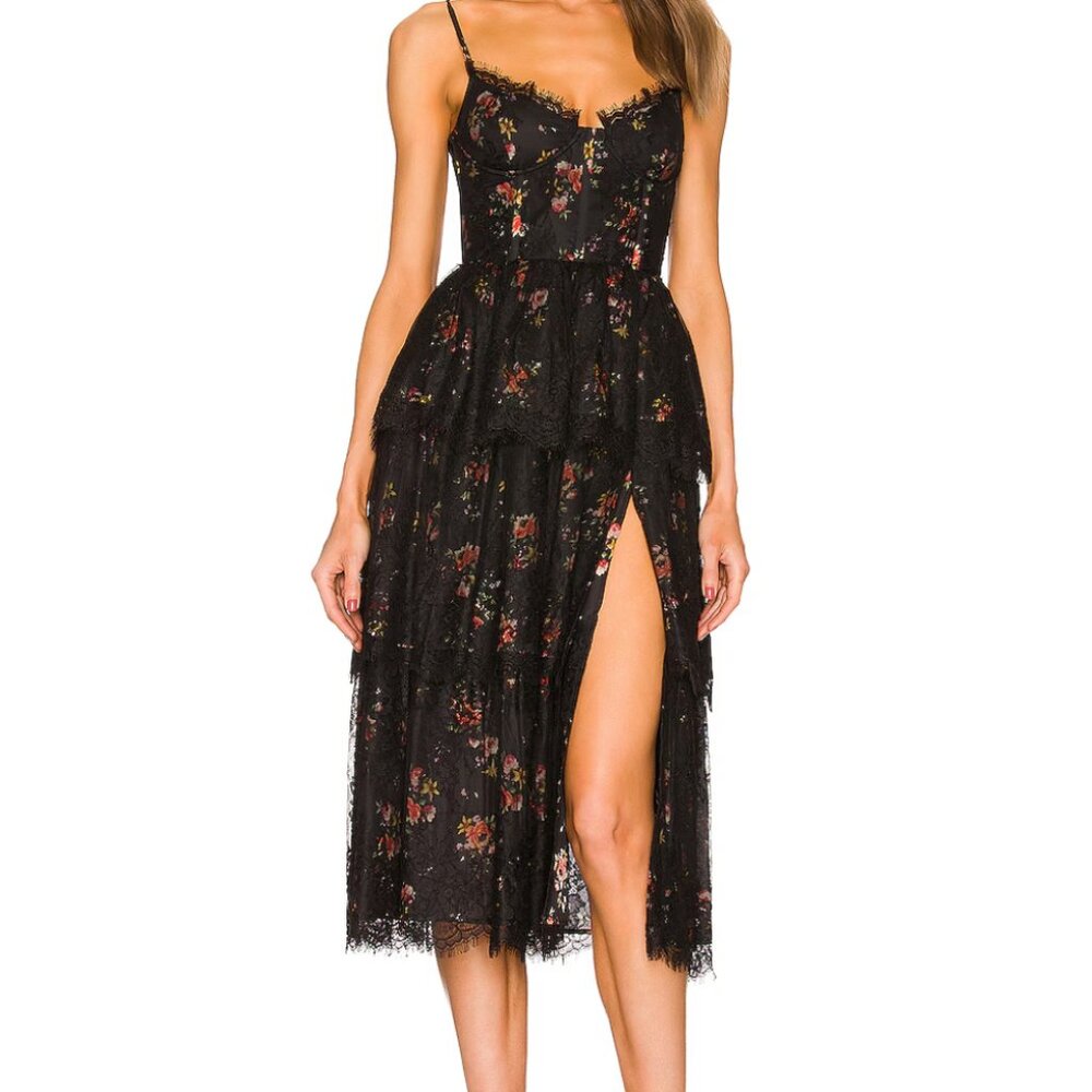 V Chapman Mia Midi Dress Sz 4 in Black